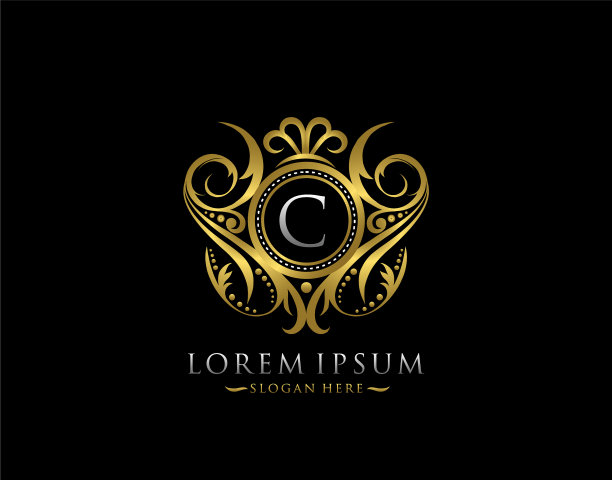 豪华精品店c字母标志高贵典雅的黄金图片下载