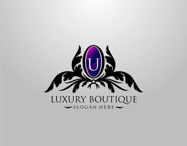 豪华u字母标志复古u高级徽章图片下载