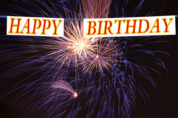 生日快乐在烟花的背景下图片下载