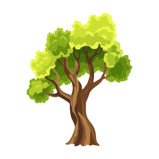 树与绿色树叶抽象程式化的树图片下载