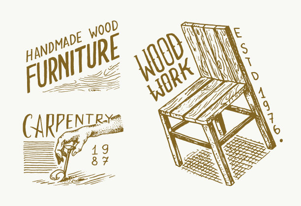 用于车间或招牌的木椅标签图片下载