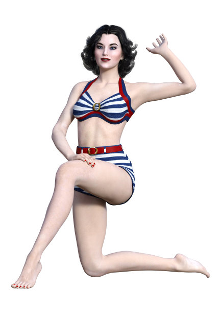 3D插图海报女孩在白色图片下载