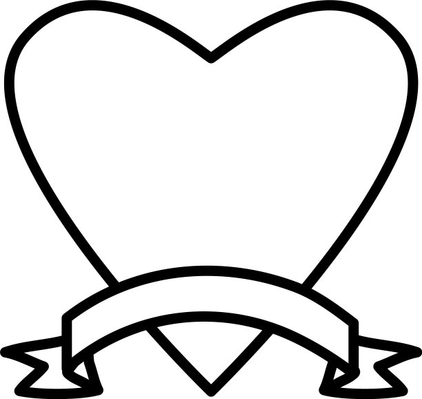 心形装饰带图标线条风格图片下载