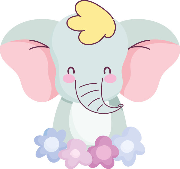 用鲜花装饰可爱的大象图片下载