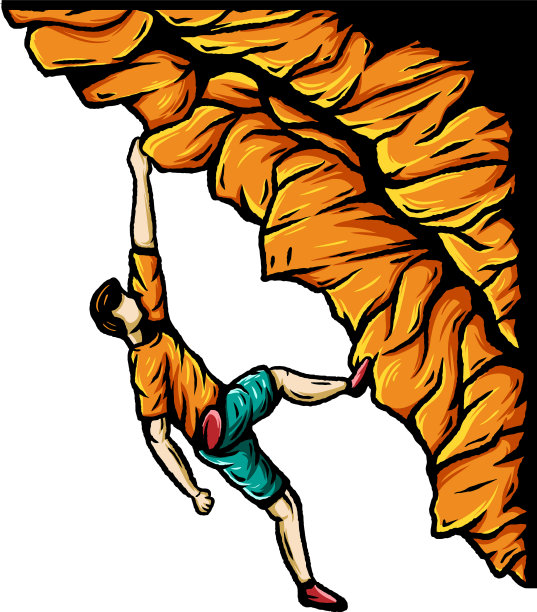 运动员攀岩手画图片下载