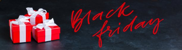 带有白色丝带的红色礼品盒。黑色的具体背景。副本的空间。黑色星期五-红色手写题词。网站或博客的标题图片下载