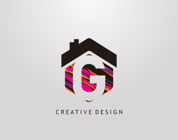 G字母标志创意六角形屋带形状图片下载