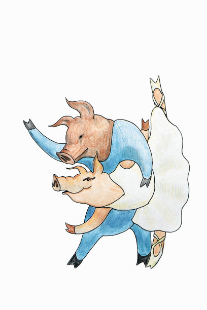 小猪们一起跳芭蕾舞的图画图片下载