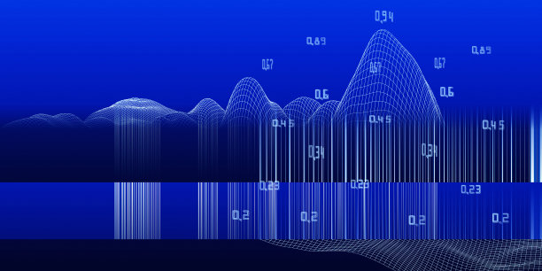 摘要分析背景用线框算法分析数据和模糊线条。量子密码学的概念。数据分析算法。大数据。商业、科技旗帜。图片下载