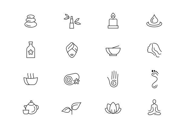 水疗细线矢量图标。可编辑的中风图片下载