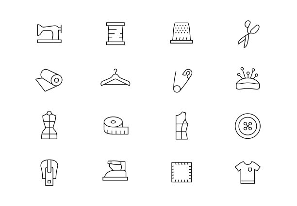 缝纫细线矢量图标。可编辑的中风图片下载