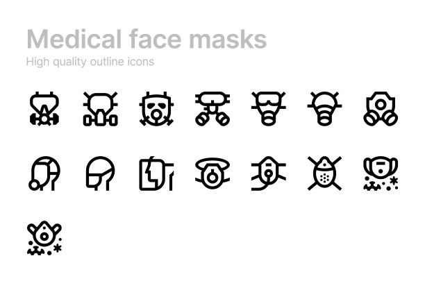 医用口罩图标轮廓风格图片下载