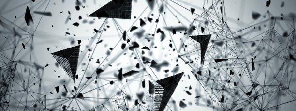 一个陨石爆炸和碎片散落的3D插图素材图片