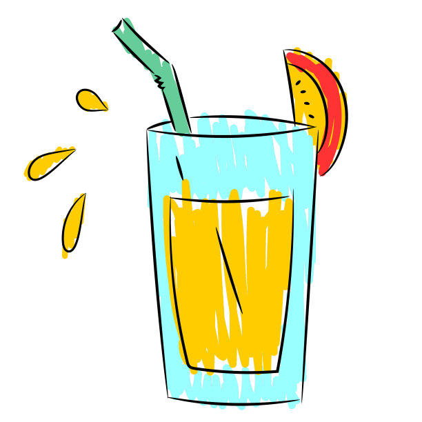 蓝色玻璃杯鸡尾酒与黄色饮料与果汁图片下载