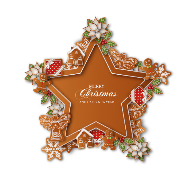 圣诞节的背景。星形框架与姜饼饼干图片下载