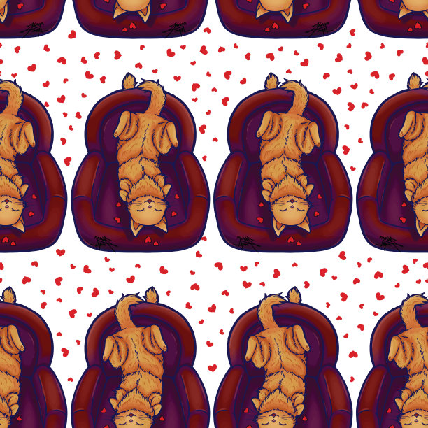 可爱的沙发土豆猫无缝表面图案设计图片下载