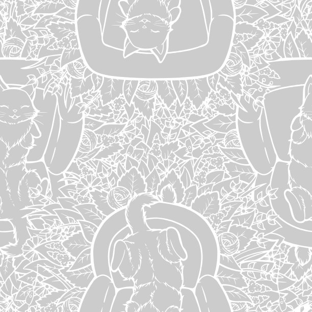 可爱的沙发土豆猫无缝表面图案设计图片下载