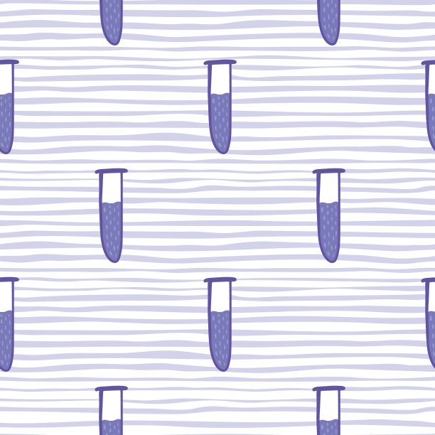 涂鸦海军蓝瓶装饰无缝图案。生物和化学学校印刷条纹背景。图片下载