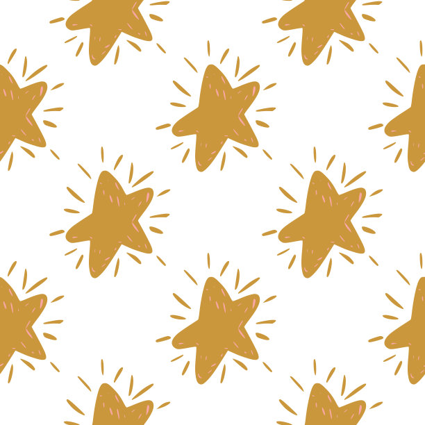 孤立的恒星轮廓无缝模式。赭色几何形式的白色背景。图片下载