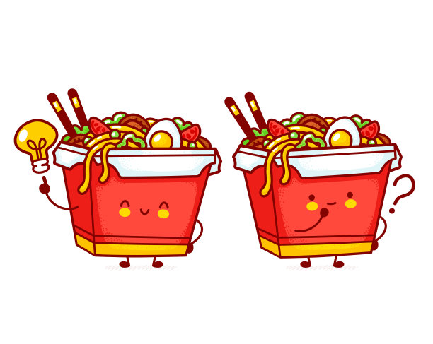 可爱滑稽快乐的炒面盒性格图片下载