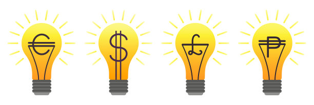 一套彩色矢量灯泡与货币图片下载