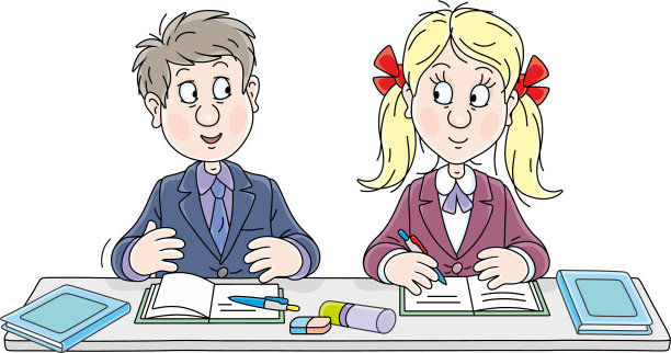 男学生和女学生在上课图片下载