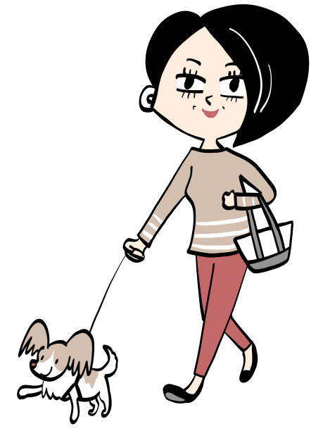 老年妇女和遛狗者图片下载