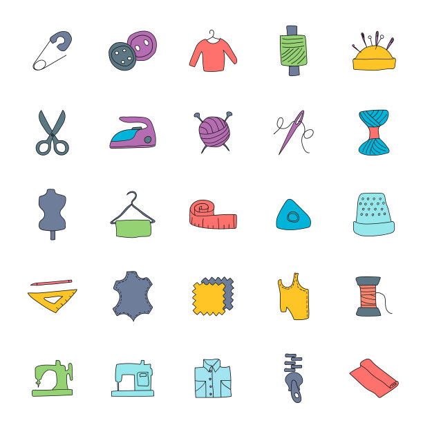 裁剪手工绘制的线性涂鸦孤立的白色背景。裁剪图标设置为web和UI设计，移动应用程序和印刷产品图片下载