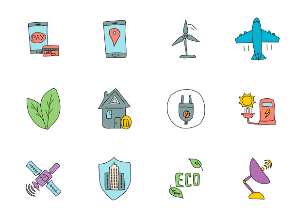 智能城市手绘线性涂鸦孤立的白色背景。智能城市图标设置为web和UI设计，移动应用程序和印刷产品图片下载