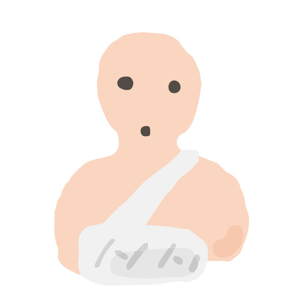 手臂骨折患者;手绘矢量插图像木版印刷图片下载