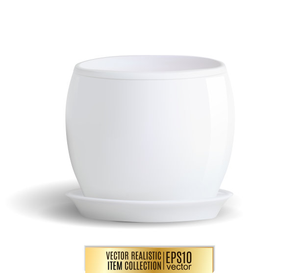 白色背景上的白色花盆图片下载