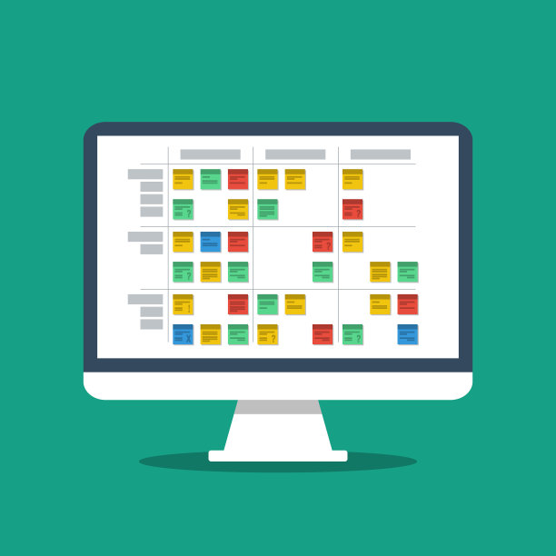 计算机屏幕上的看板，敏捷软件开发图片下载