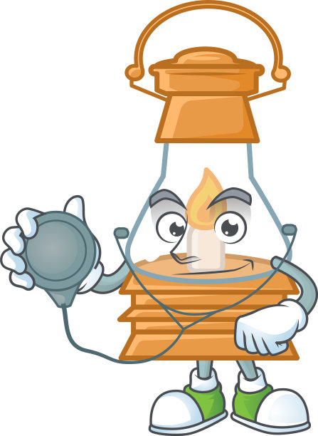 油灯卡通医生服装和工具图片下载