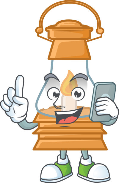 可爱的设计油灯在打电话图片下载