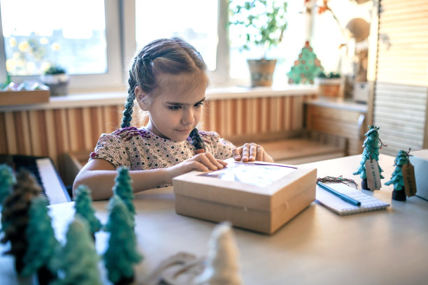 女孩为你的父母和家人准备圣诞DIY礼物，零浪费图片下载