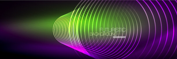 闪亮的霓虹灯线条，条纹和波浪技术图片下载