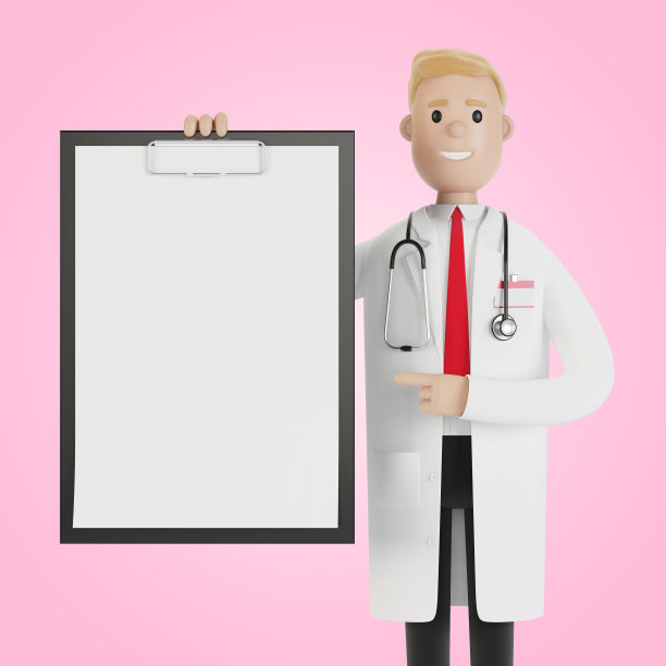 医疗保健健康保险概念。医生遵守合同。3D插图卡通风格。图片下载