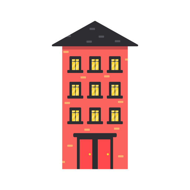 可爱的房子，色彩明亮的高层图片下载