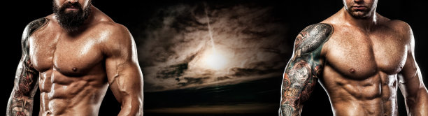 深色背景上的运动壁纸。强壮的运动健将。图片下载