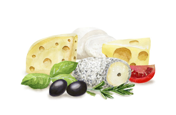 水彩奶酪组成图片下载