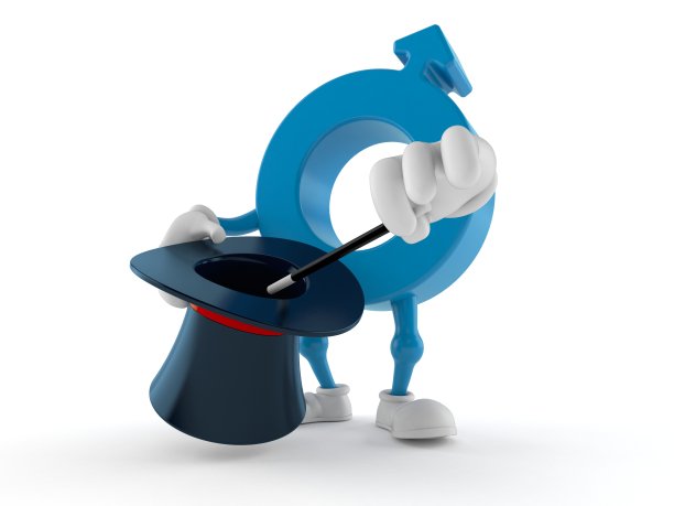 男性性别符号人物戴着魔帽图片下载