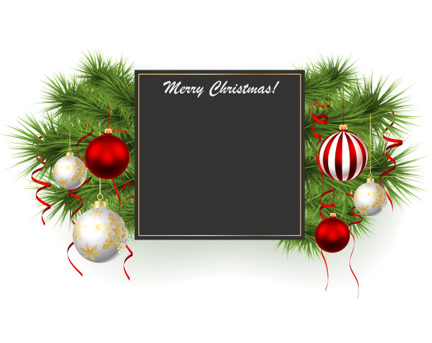 圣诞贺卡与松枝和球图片下载