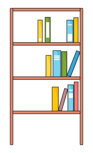 架子上放着彩色的书图片下载