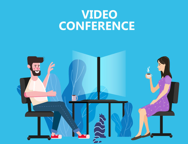 女人和男人通过家庭视频会议工作图片下载