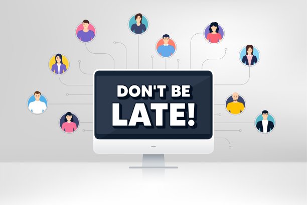 不要迟到了。特价标志。向量图片下载