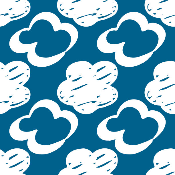 无缝绘制的云模式。用画笔在蓝色背景上画云图片下载