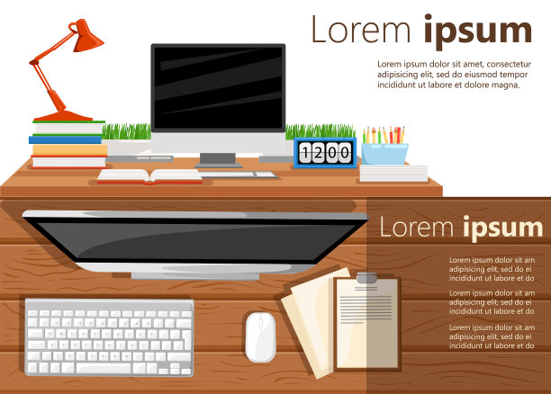 两个横幅网页设计办公室的主题工作场所图片下载