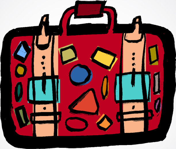 彩色垃圾图标手提箱手绘图片下载