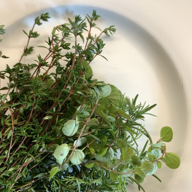 新鲜香草和咸生鸡图片下载