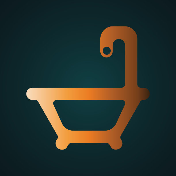 浴缸图标矢量标志。梯度黄金概念图片下载